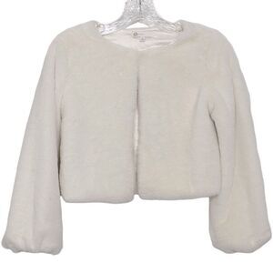 GB Social Big Girls Ivory Faux Fur Jacket Size M